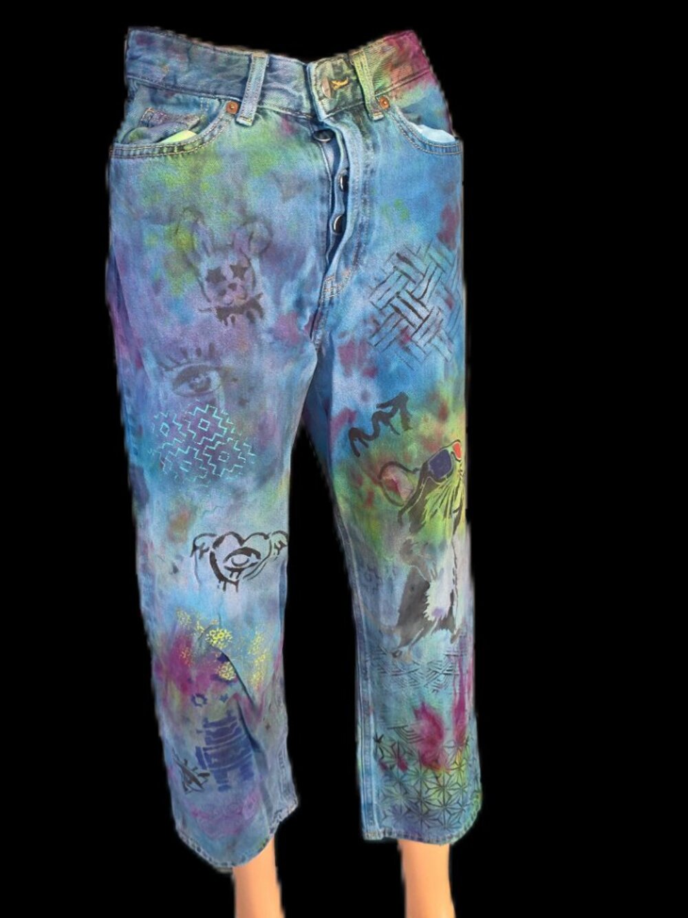 Vintage H&M Tie‑Dyed Hand‑Painted Jeans | Women’s Size 4